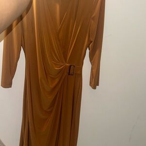 Anne Klein Brown Ruched Wrap Gown